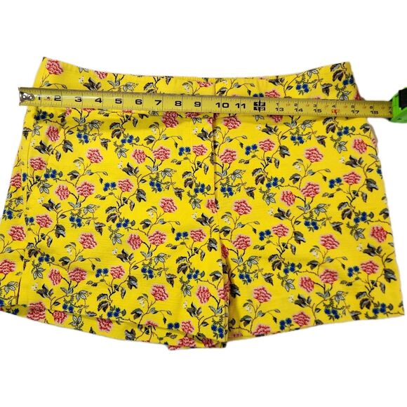 LOFT Riviera Shorts Size 8 Butter Yellow Tweed Floral Bird Print 4” Inseam Boho - Picture 5 of 12